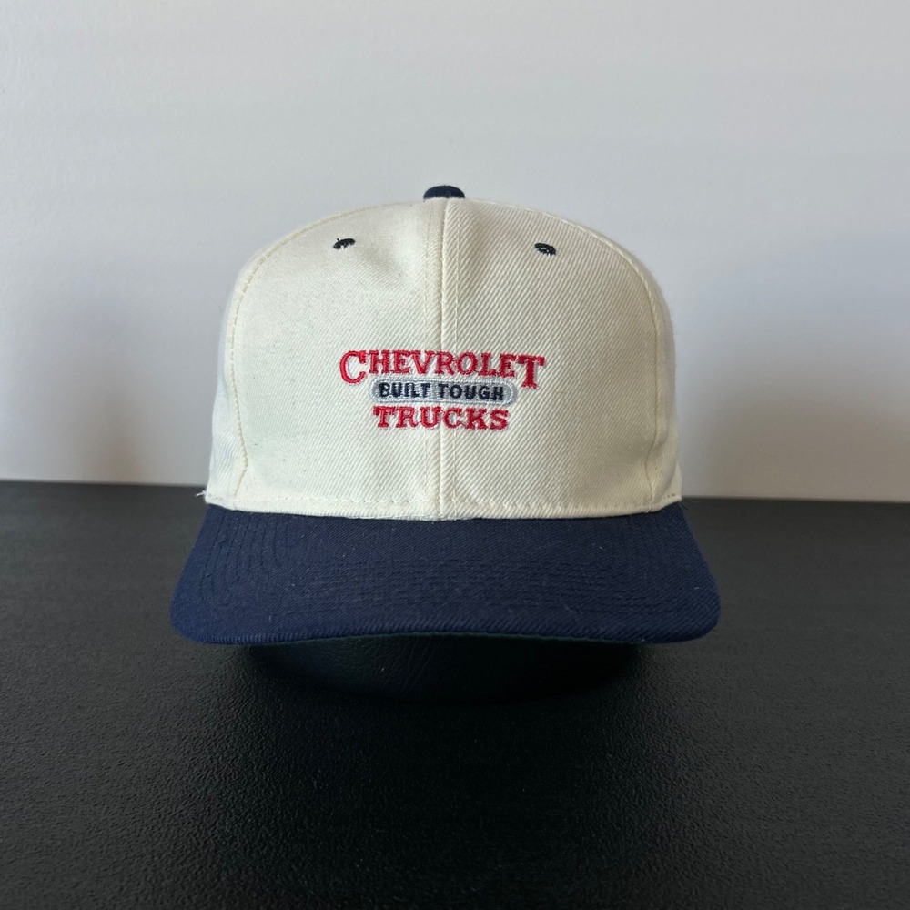 Vintage 90s Chevrolet Trucks Hat Cap Snap Back Adjustable White Blue Chevy Adult